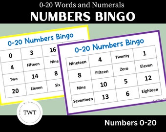 0-20 Number Bingo - Words and Numerals