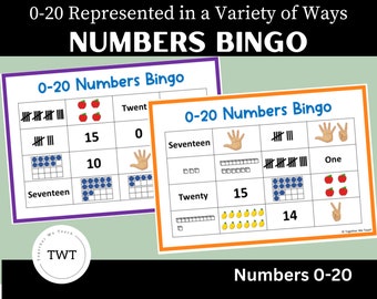 0-20 Number Bingo - Representing numbers in a variety of ways