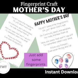 Mother&#39;s Day Fingerprint Craft Activity Keepsake - Mom/Mum