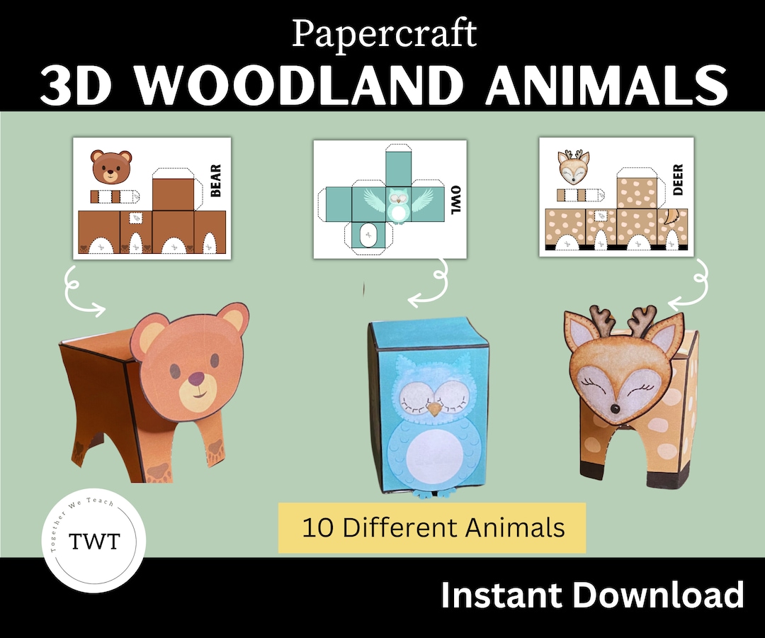 3D Woodland Animals Papercraft Activity - Etsy