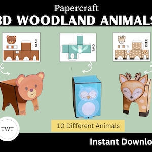 3D Woodland Animals Papercraft Activity