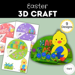 Activité de création de cartes de Pâques 3D, 18 modèles différents, page d'instructions