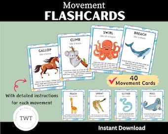 Movement FlashCards- Summer themed