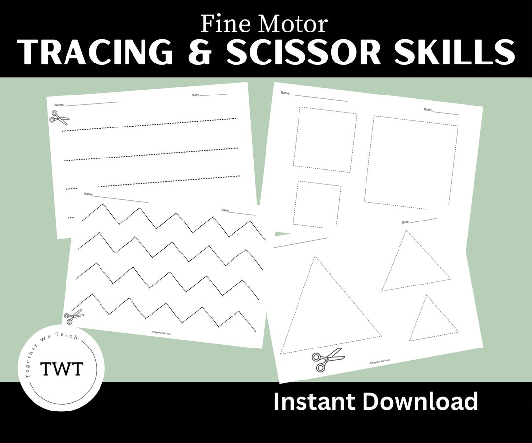 Tracing and Scissor Skills Sheets Etsy