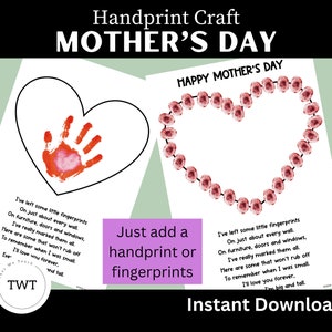 Mother&#39;s Day Handprint Craft Activity Keepsake- Mom/Mum