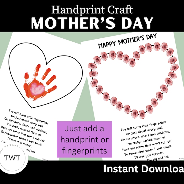 Mother's Day Handprint Craft Activity Keepsake- Mom/Mum