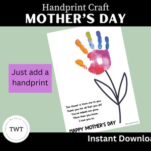 Mother&#39;s Day Handprint Flower Craft Activity - Mom/Mum