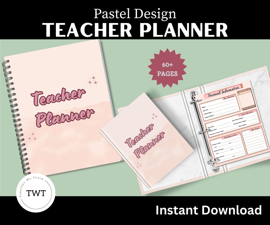 Teacher Planner - Pink Design- Printable -organising Teachers - Etsy