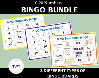 BUNDLE 0-20 Number Bingo- Words, Numerals and variety of ways