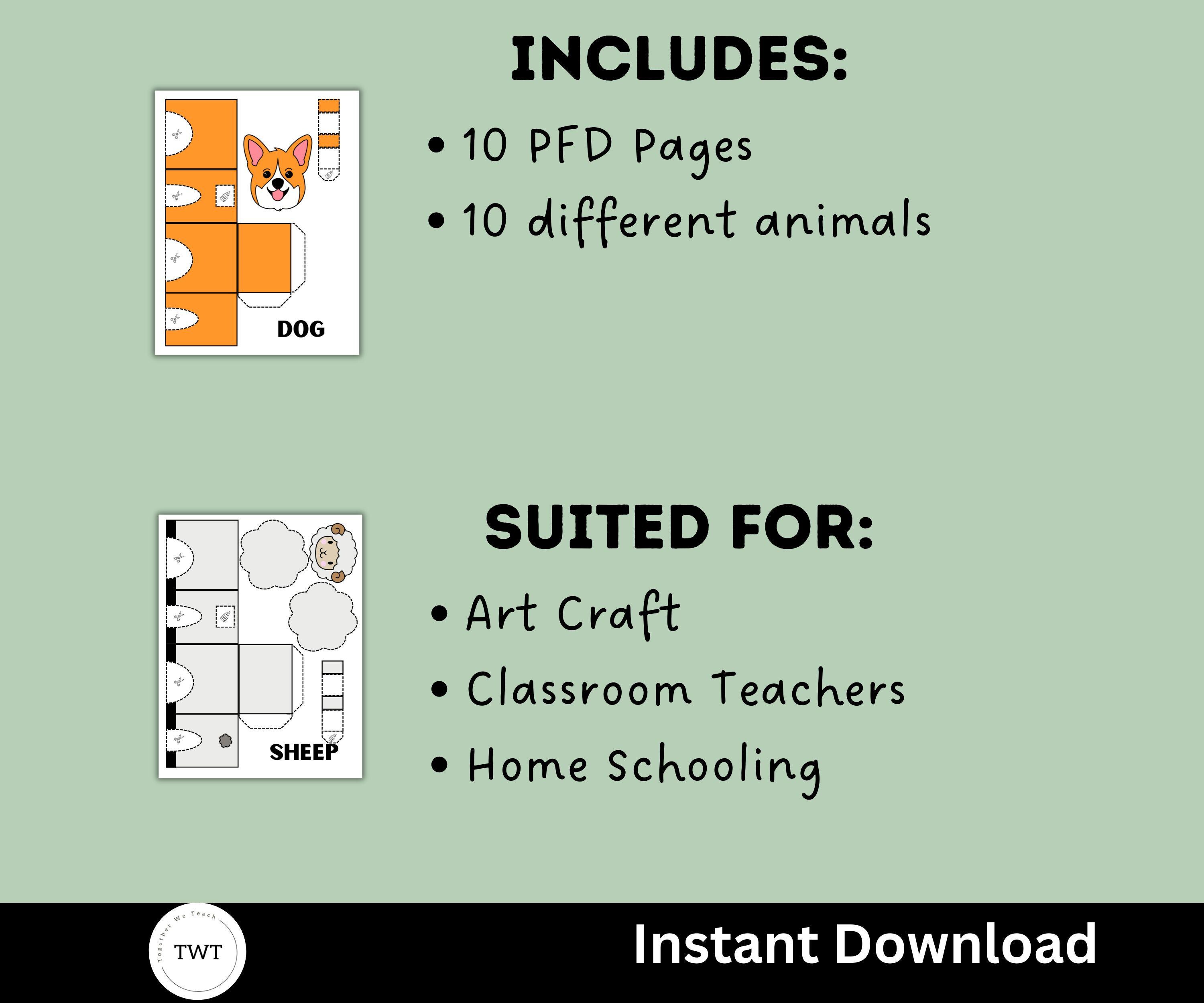 3D Farm Animals Paper Craft Activity - 10 Different Farm Animals - Etsy
