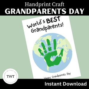 Weltbeste Großeltern Handabdruck Handwerk - Großeltern Tag, Einzigartiges Geschenk, Personalisiert, Erinnerungsgeschenk, Spezial, PDF, Sofort-Download