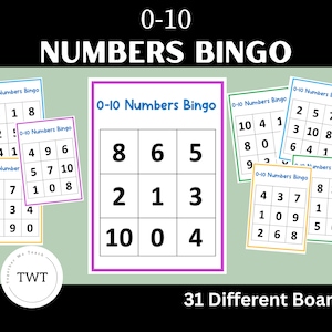 Bingo de números del 0 al 10