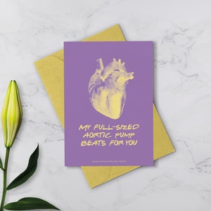Valentijnsdagkaart afdrukbaar | Aortapomp klopt voor u | Cadeau voor haar of hem | Leuke Valentijn | Digitale romantische wenskaart