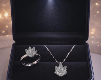 925 sterling silver Lotus flower two-piece set