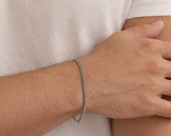 925 sterling silver 2.5 mm fox tail men's bracelet