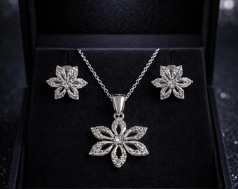 925 sterling silver rhodium plated star design double set
