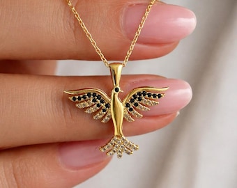 925 sterling silver phoenix pendant with yellow gold plating
