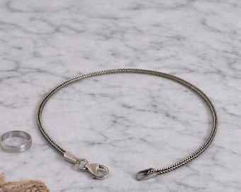 1.80 mm fox fur men's silver bracelet