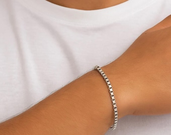 925 sterling silver 2.80 mm Italian cube model men's bracelet