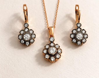 925 sterling oxidized double silver set