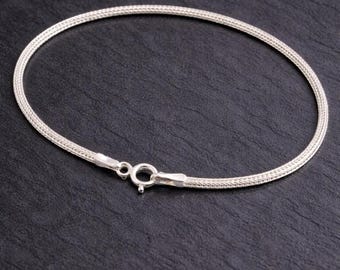 925 carat 2 mm fox tail men's silver bracelet