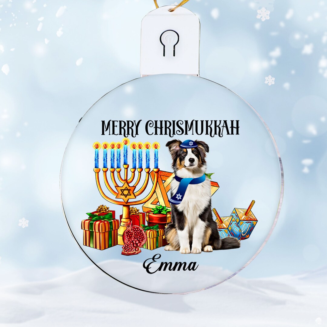Australian Shepherd Dog Hanukkah Ornament LED Custom Dog Etsy