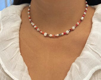Barokke parelchoker | Meerkleurige ketting met glazen kraaltjes|Dagelijkse slijtage|Sierlijke ketting