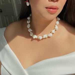 White Trochus shell necklace|Classic Coastal Elegance