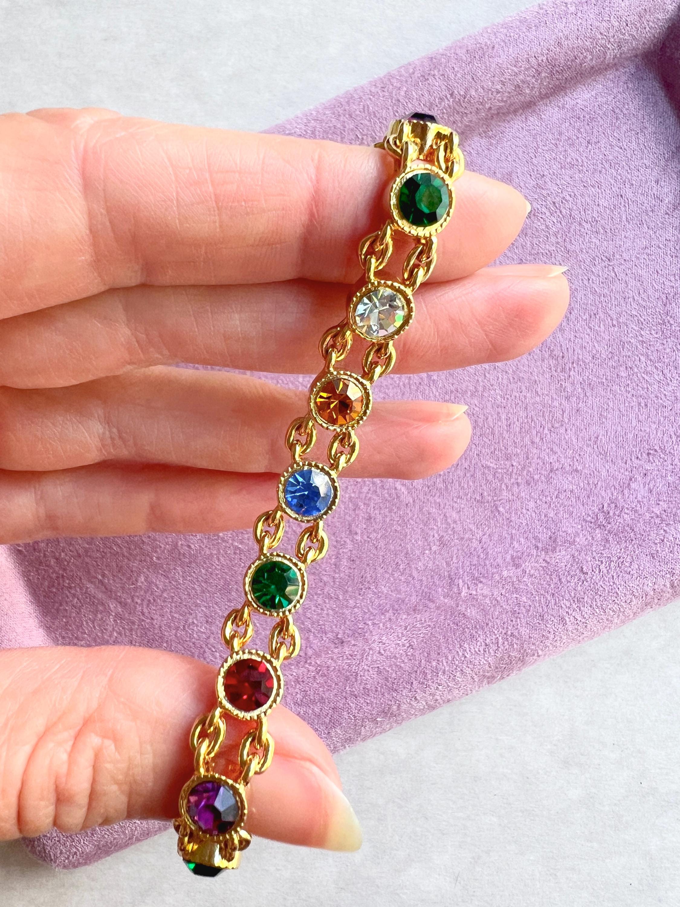 F*r様 ヴィンテージラインストーン テニスブレスレット ゴールドトーン