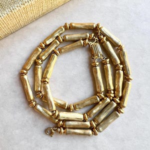 NAPIER Ad Piece Vintage Etched Gold Metal Setting Bamboo Style Necklace And Matching Bracelet Jewellery Set, 60s Era, Signed