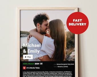 Custom Netflix Couple Movie Poster, Personalized Anniversary Gift