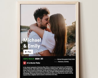 Custom Couple Netflix Movie Poster, Personalized Framed Relationship Art Print