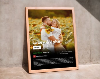 Custom Couple Netflix Movie Poster, Personalized Framed Art Print
