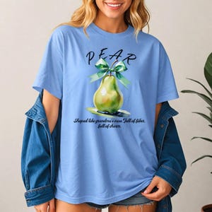 Retro Pear Graphic Tee: Summer Fruit Shirt, Boho Botanical Design
