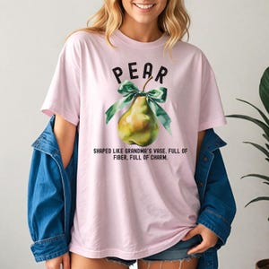 Retro Pear Graphic Tee: Summer Fruit Shirt, Boho Botanical Design
