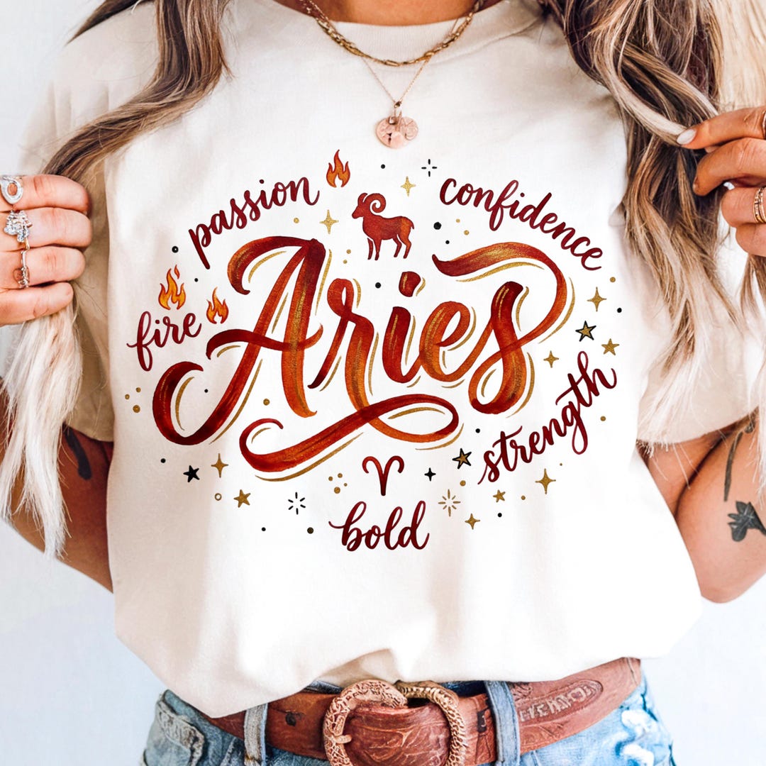 Aries Zodiac PNG, Hand Lettered Sublimation Design, Fire Sign ...