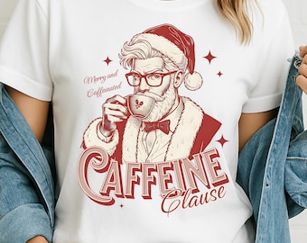 Vintage Santa Coffee T-Shirt: Funny Christmas Caffeine Claus Graphic (Digital Download)