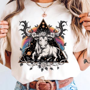 Tauro Boho PNG – Diseño Astrológico Vintage, Regalo del Signo Celestial (Descarga Digital)