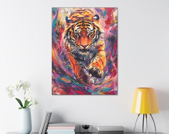 Tiger powerful , bright colors ,  Canvas Gallery Wraps