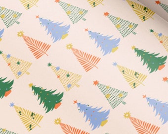 Wrapping Paper: Pastel Christmas Trees { Pink, Holiday, Birthday, Cute Kids Gift Wrap } - 5 Sheets of 20x29"