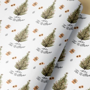 Personalized Gift Wrap: Christmas Tree Custom Wrapping Paper {Holiday, Birthday, Minimalist} - 5 Sheets of 20x29"