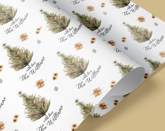 Personalized Gift Wrap: Christmas Tree Wrapping Paper {Holiday, Birthday, Minimalist} - 5 Sheets of 20x29"