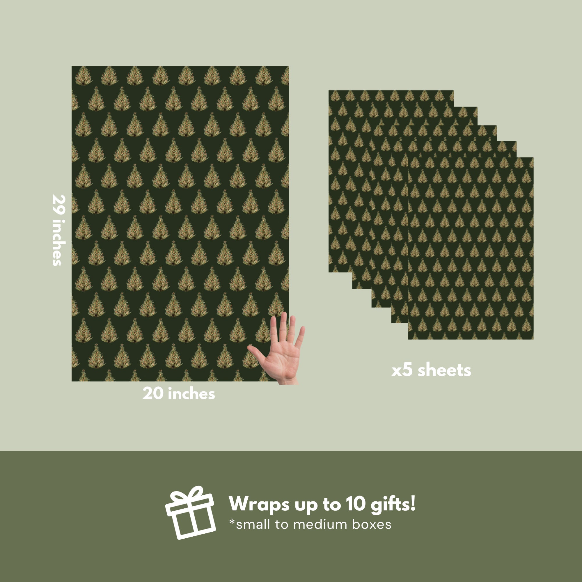 Wrapping Paper: Dark Green Christmas Tree Forest Green, Minimalist