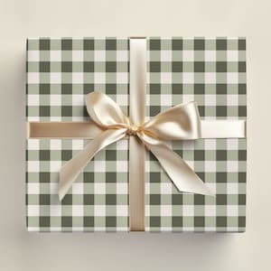 Wrapping Paper: Sage Christmas {Green Plaid, Beige Holiday, Birthday, Winter, Gift Wrap}- 5 Sheets of 20x29"