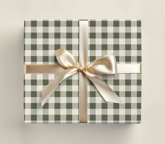 Wrapping Paper: Sage Christmas green Plaid, Beige Holiday, Birthday,  Winter, Gift Wrap 5 Sheets of 20x29 