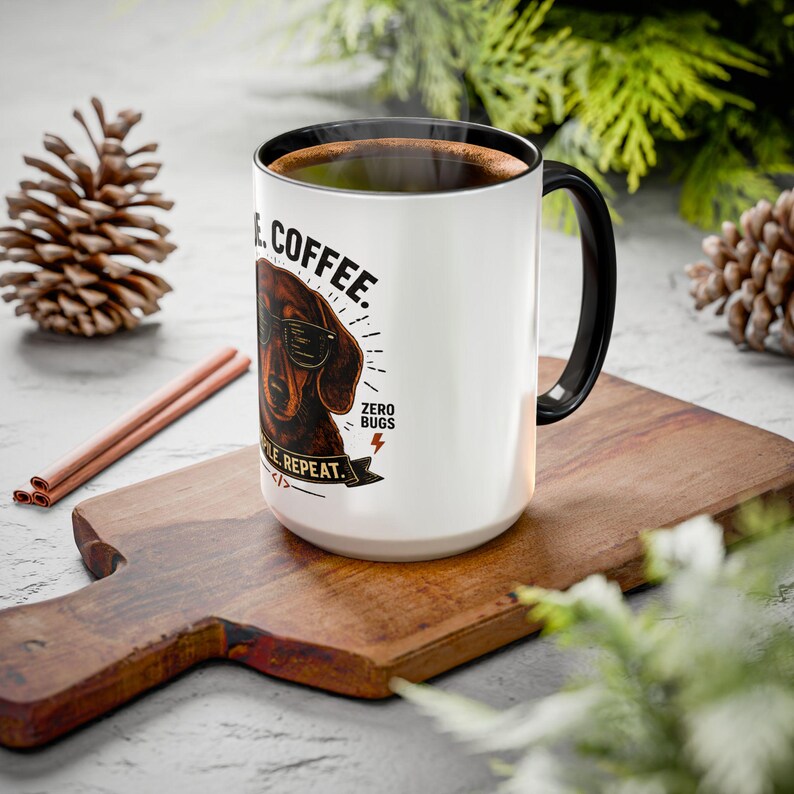 Code Coffee Dachshund Mug | Compile Repeat Programmer Coffee Cup image 14
