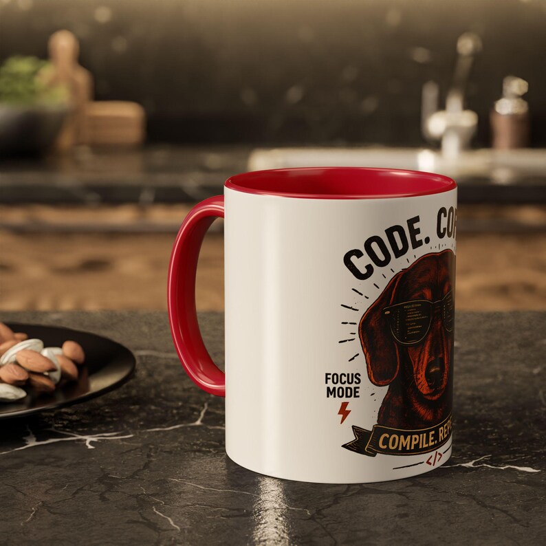 Code Coffee Dachshund Mug | Compile Repeat Programmer Coffee Cup image 15