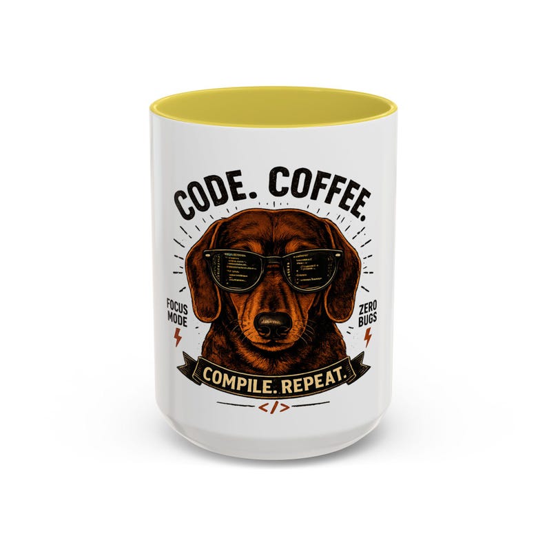 Code Coffee Dachshund Mug | Compile Repeat Programmer Coffee Cup image 12