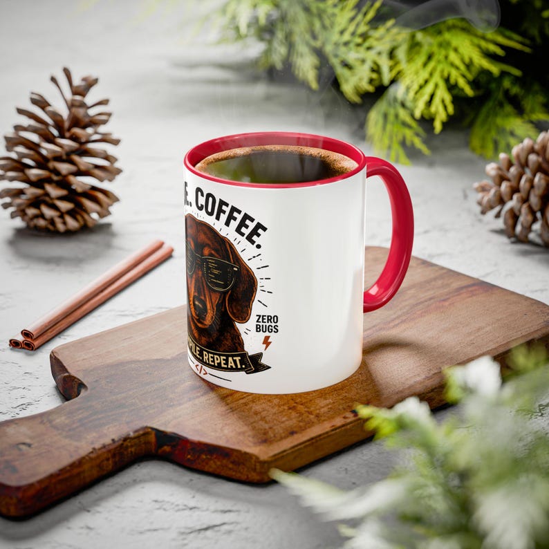 Code Coffee Dachshund Mug | Compile Repeat Programmer Coffee Cup image 13