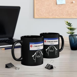 Det var inte möjligt felfönster tecknad mugg | Svart kaffekopp
